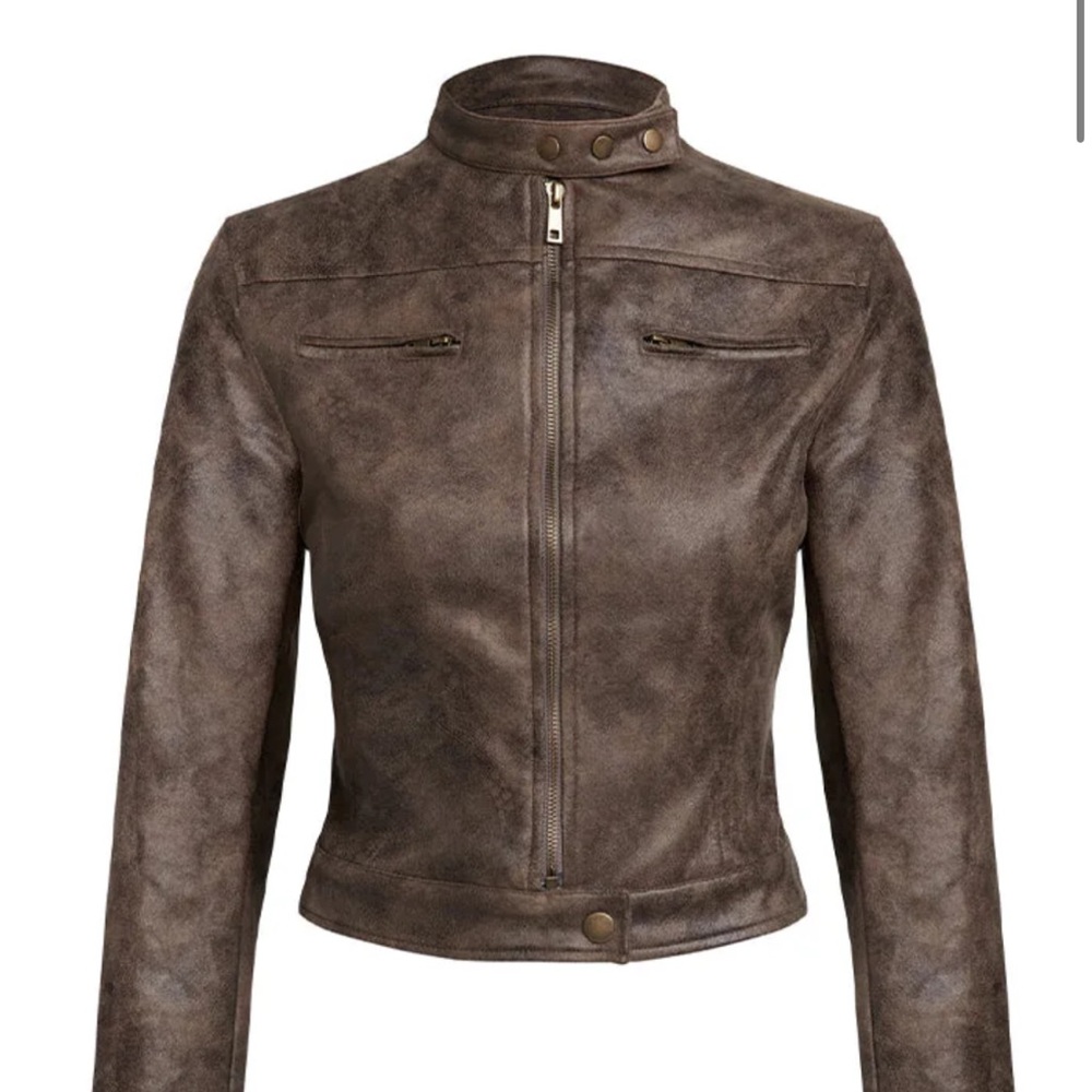 Lioness Distressed Brown Leather Jacket